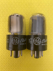 Matched Pair General Electric GE 6SN7 6SN7GTA Vacuum Tubes Valves Copper Support Rods