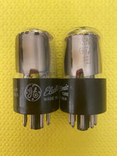 Load image into Gallery viewer, Matched Pair General Electric GE 6SN7 6SN7GTA Vacuum Tubes Valves Copper Support Rods

