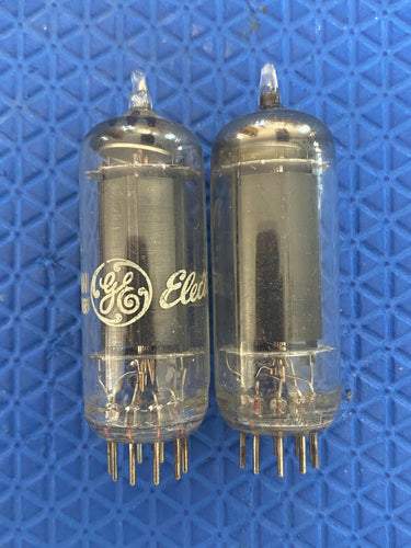 Matched Pair General Electric GE 6CL6 Vacuum Tubes Valves Black Plate