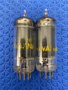 Matched Pair Sylvania Black Plate 6CL6 Vacuum Tubes Valves
