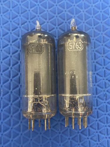 Matched Pair RCA Black Plate 5763 Vacuum Tubes Valves