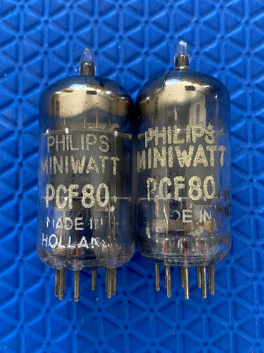 Matched Pair Philips Miniwatt PCF80 9U8 Vacuum Tubes Valves
