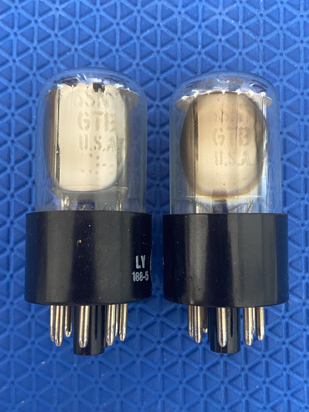 Matched Pair General Electric GE 6SN7 6SN7GTB Vacuum Tubes Valves Copper Support Rods NOS NIB