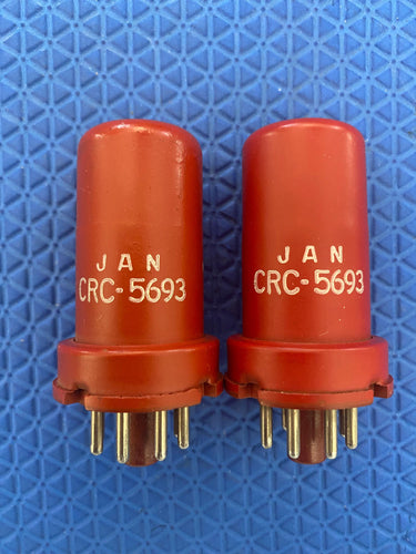 Matched Pair RCA 5693 JANCRC5693 6SJ7 Vacuum Tubes Valves Milspec Red Bottle