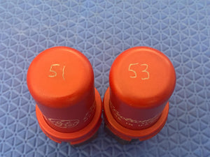 Matched Pair General Electric GE 5693 6SJ7 Vacuum Tubes Valves Red Bottle