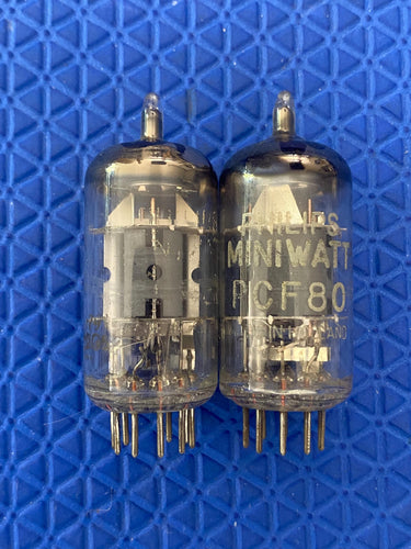 Matched Pair Philips Miniwatt PCF80 9U8 Vacuum Tubes Valves