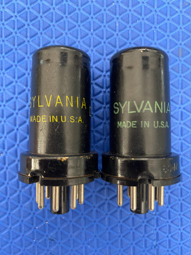 Matched Pair Sylvania 6SJ7 6J8P Vacuum Tubes Valves NOS-Testing
