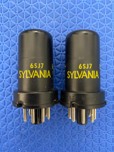 Matched Pair Sylvania 6SJ7 6J8P Vacuum Tubes Valves NOS-Testing