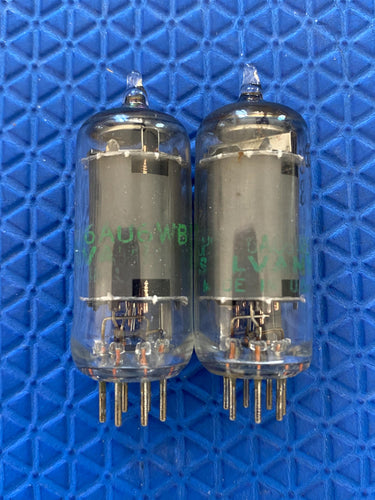 Matched Pair Sylvania 6AU6 6AU6WB Vacuum Tubes Valves Milspec NOS-Testing