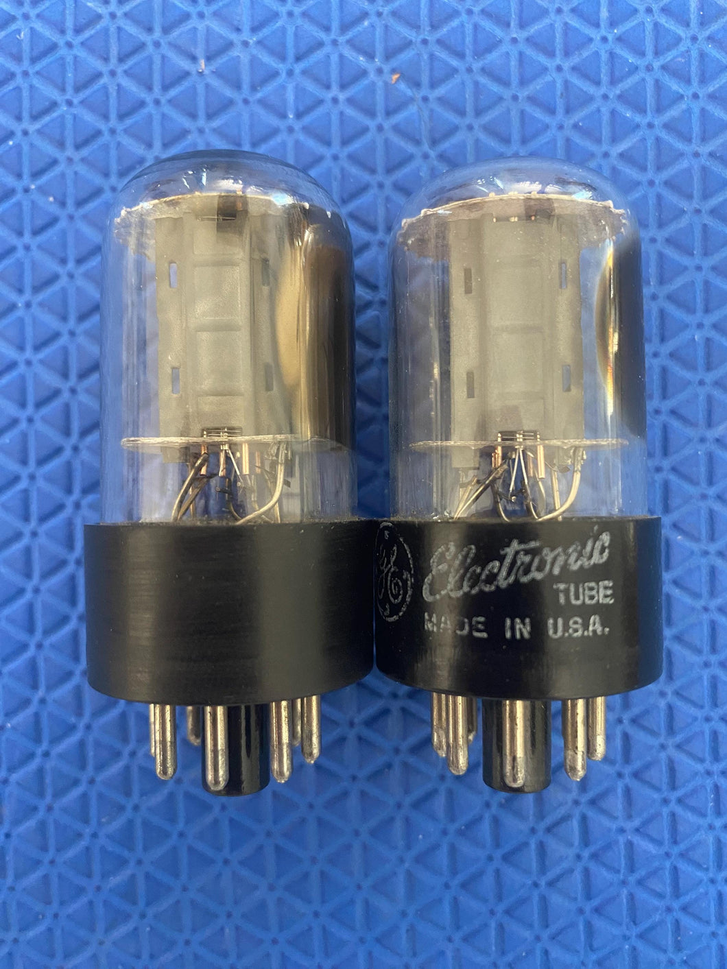 Matched Pair General Electric GE 6SN7 6SN7GTA Vacuum Tubes Valves Copper Support Rods