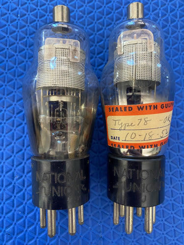 2 National Union NU Number Type 78 #78 Vacuum Tubes Valves Engraved Hot-Stamped Base Mesh Plate Lot Of Two