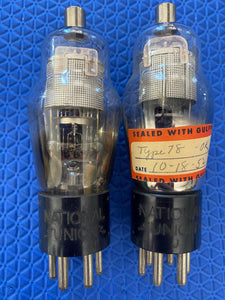 2 National Union NU Number Type 78 #78 Vacuum Tubes Valves Engraved Hot-Stamped Base Mesh Plate Lot Of Two