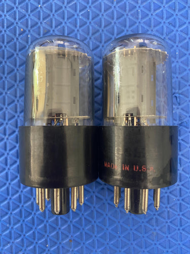 Matched Pair General Electric GE 6SN7 6SN7GTB Vacuum Tubes Valves Copper Support Rods