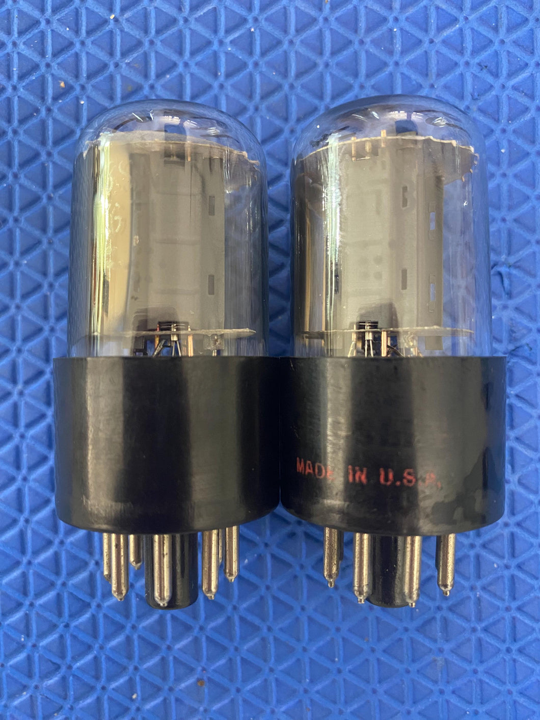 Matched Pair General Electric GE 6SN7 6SN7GTB Vacuum Tubes Valves Copper Support Rods