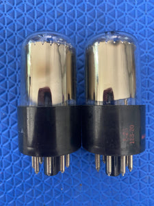 Matched Pair General Electric GE 6SN7 6SN7GTB Vacuum Tubes Valves Copper Support Rods