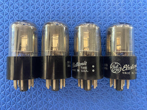 Matched Quad General Electric GE 6SN7 6SN7GTB Vacuum Tubes Valves Copper Support Rods