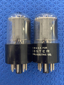 Matched Pair General Electric GE 6SN7 6SN7GTB Vacuum Tubes Valves Copper Support Rods NOS NIB