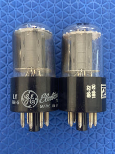 Matched Pair General Electric GE 6SN7 6SN7GTB Vacuum Tubes Valves Copper Support Rods NOS NIB