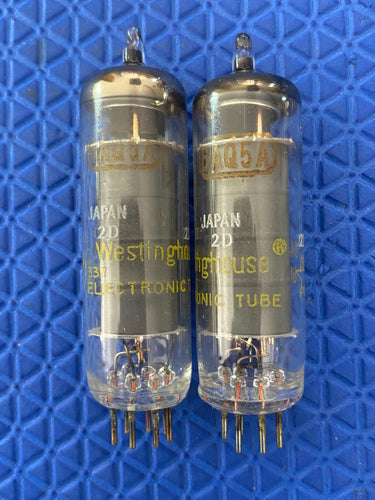 Matched Pair Westinghouse Japan 6AQ5 6AQ5A Vacuum Tubes Valves NOS NIB