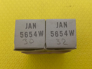Matched Pair General Electric 5654 JAN-5654W 6AK5 6J1 6J2 Milspec Industrial Vacuum Tubes Valves NOS NIB
