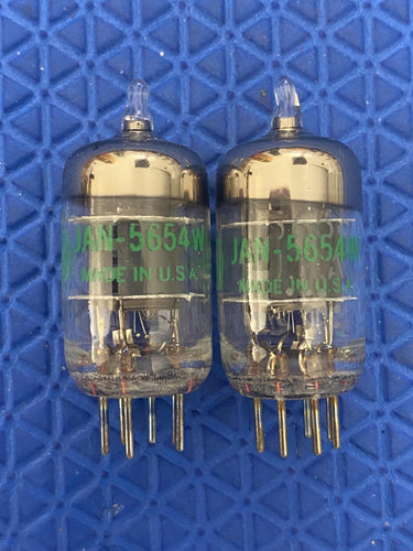 Matched Pair General Electric 5654 JAN-5654W 6AK5 6J1 6J2 Milspec Industrial Vacuum Tubes Valves NOS NIB