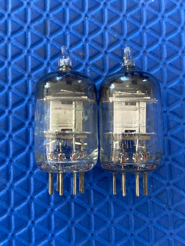 Matched Pair Sylvania 6AK5 Vacuum Tubes Valves Steel Plate