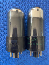 Load image into Gallery viewer, Matched Pair Sylvania 6V6 6V6GT Gray And Silver Bottle Silver Top Vacuum Tubes Valves NOS-Testing
