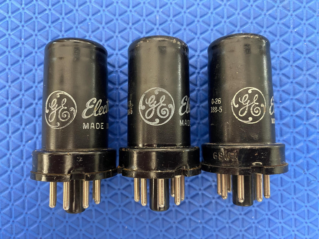 3 General Electric GE 6SJ7 6J8P Vacuum Tubes Valves Lot Of Three