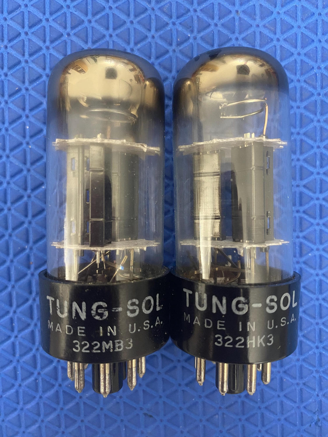 Matched Pair Tung-Sol 6SN7 6SN7GTB Vacuum Tubes Valves Silver Top Tall Bottle Winged Plate