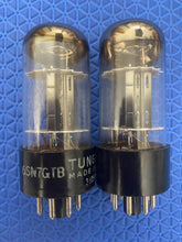 Load image into Gallery viewer, Matched Pair Tung-Sol 6SN7 6SN7GTB Vacuum Tubes Valves Silver Top Tall Bottle Winged Plate
