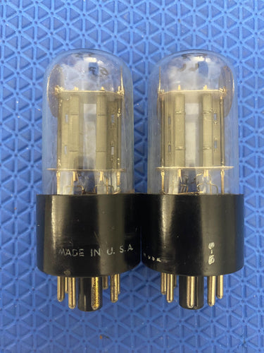 Matched Pair Tung-Sol 6SN7 6SN7GT Mouse Ear Vacuum Tubes Valves Copper Support Rods Black Plates