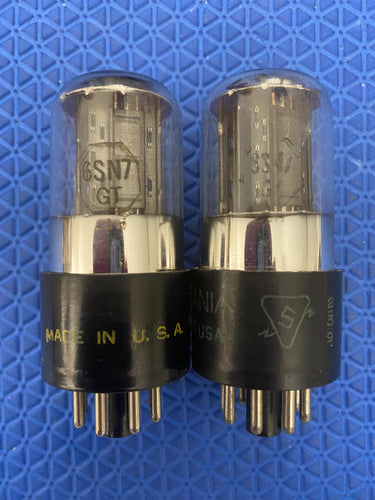 Matched Pair Sylvania 6SN7 6SN7GT Vacuum Tubes Valves Black Ladder Plates