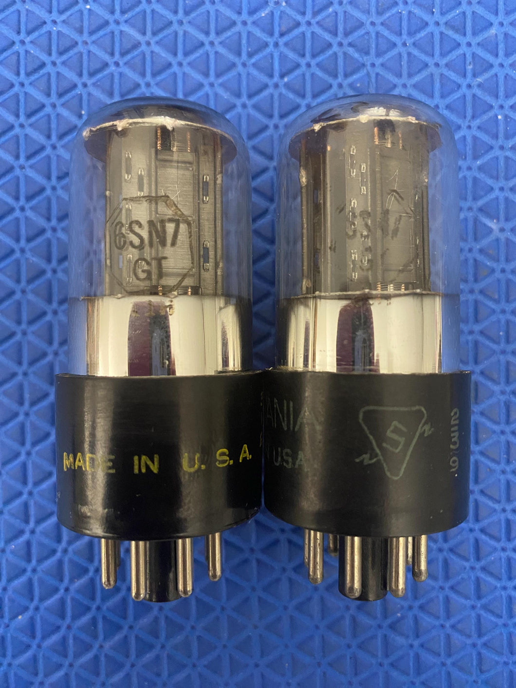 Matched Pair Sylvania 6SN7 6SN7GT Vacuum Tubes Valves Black Ladder Plates