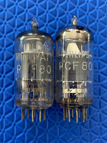 Matched Pair Philips Miniwatt PCF80 9U8 Vacuum Tubes Valves NOS-Testing