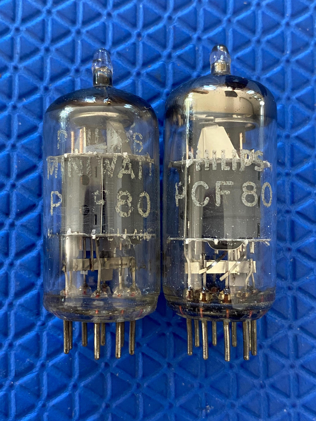 Matched Pair Philips Miniwatt PCF80 9U8 Vacuum Tubes Valves NOS-Testing