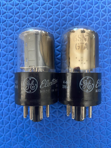 Matched Pair General Electric GE 6SN7 6SN7GTA Vacuum Tubes Valves Copper Support Rods NOS NIB