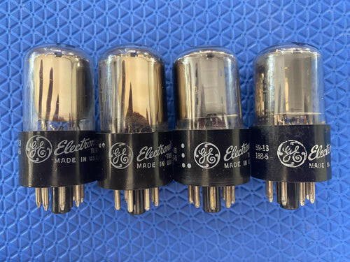 Matched Quad General Electric GE 6SN7 6SN7GTB Vacuum Tubes Valves Copper Support Rods