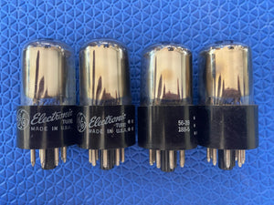 Matched Quad General Electric GE 6SN7 6SN7GTB Vacuum Tubes Valves Copper Support Rods