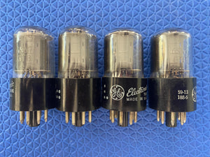 Matched Quad General Electric GE 6SN7 6SN7GTB Vacuum Tubes Valves Copper Support Rods