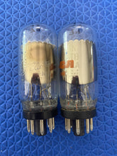 Load image into Gallery viewer, Matched Pair General Electric GE 6SN7 6SN7GTB Coin / Wafer Base Vacuum Tubes NOS NIB
