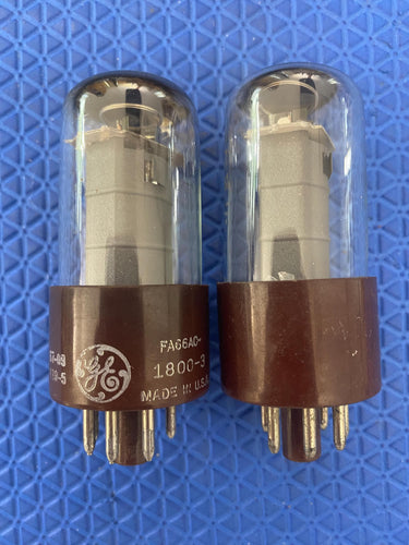 Matched Pair General Electric GE 6V6 6V6GT 6V6GTY 6P6 6P6P Vacuum Tubes Valves Milspec Clear Bottle Gray Plates NOS-Testing