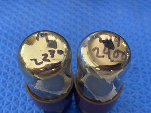 Matched Pair General Electric GE 6V6 6V6GT 6V6GTY 6P6 6P6P Vacuum Tubes Valves Milspec Clear Bottle Gray Plates NOS-Testing