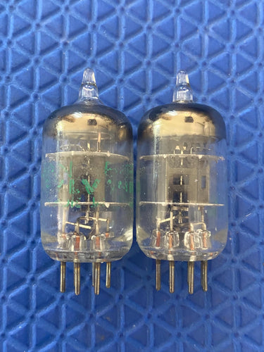 Matched Pair Sylvania 5654 6AK5 6J1 6J2 Black Plate Industrial Vacuum Tubes Valves