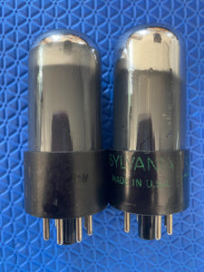 Matched Pair Sylvania 6V6 6V6GT Gray And Silver Bottle Silver Top Vacuum Tubes Valves NOS-Testing