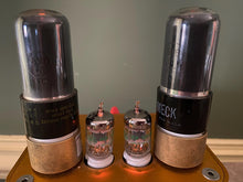 Load image into Gallery viewer, Matched Pair Sylvania 6V6 6V6GT Gray And Silver Bottle Silver Top Vacuum Tubes Valves
