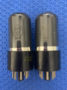 Matched Pair Sylvania 6V6 6V6GT Gray And Silver Bottle Silver Top Vacuum Tubes Valves NOS-Testing