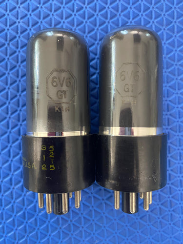Matched Pair Sylvania 6V6 6V6GT Gray And Silver Bottle Silver Top Vacuum Tubes Valves