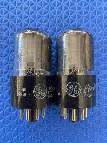 Matched Pair General Electric GE 6SN7 6SN7GTB Vacuum Tubes Valves Copper Support Rods
