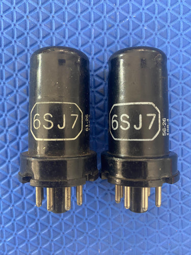 Matched Pair General Electric GE 6SJ7 6J8P Vacuum Tubes Valves NOS-Testing