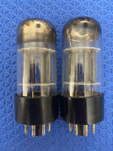 Load image into Gallery viewer, Matched Pair Tung-Sol 6SN7 6SN7GTB Vacuum Tubes Valves Silver Top Tall Bottle Winged Plate
